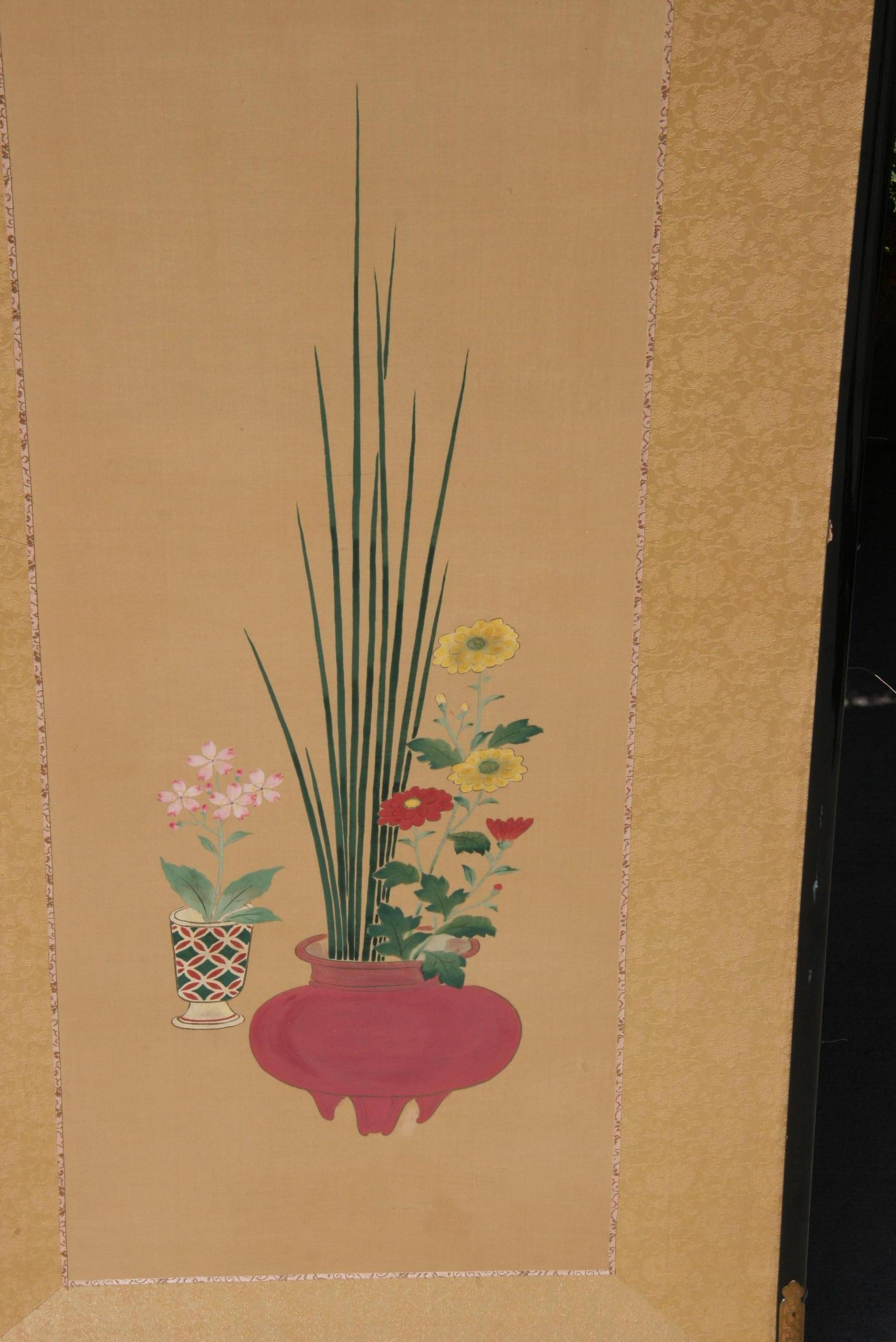 Pair Hand Painted Japanese  Panels/Screens 7