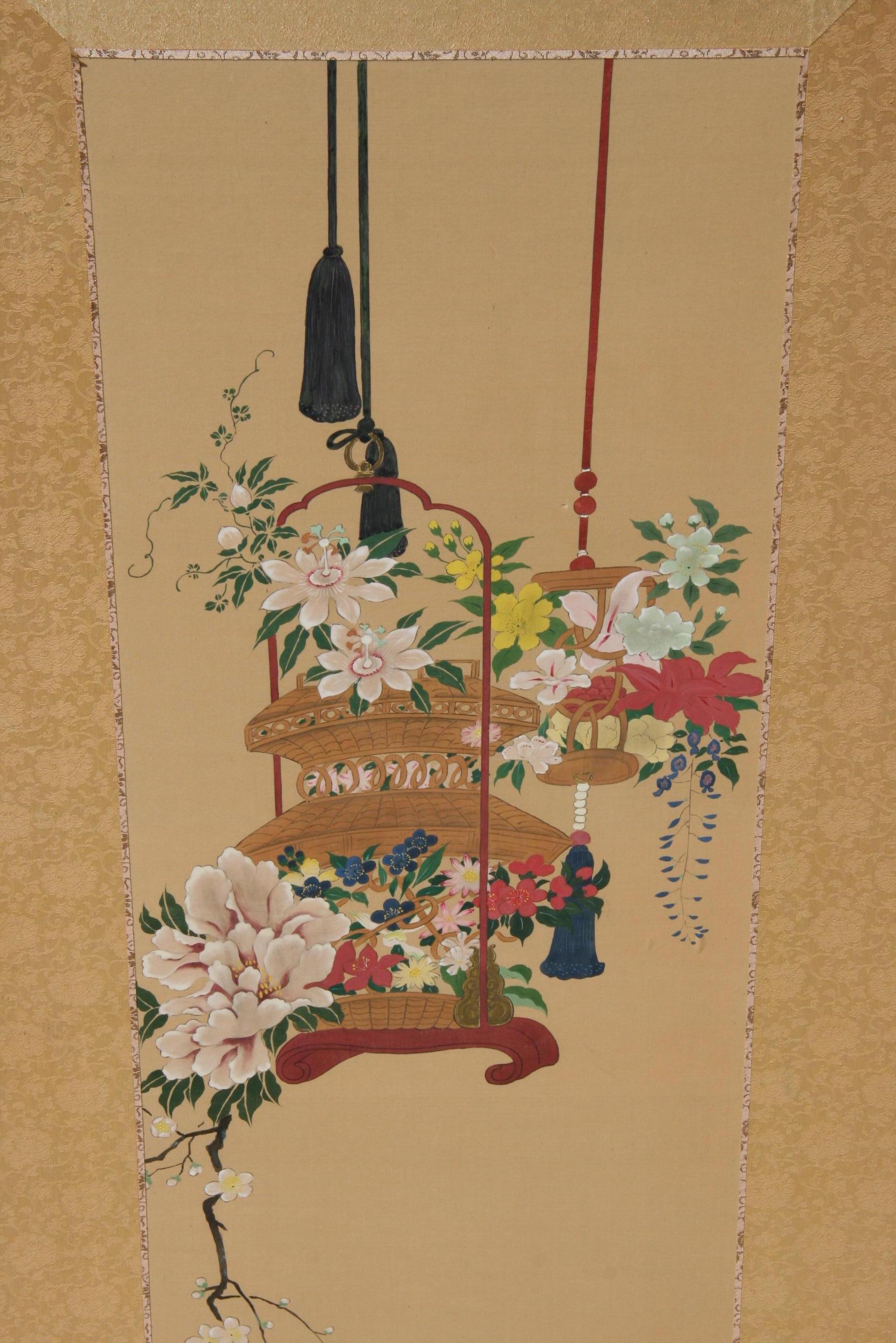 Mid-20th Century Pair Hand Painted Japanese  Panels/Screens