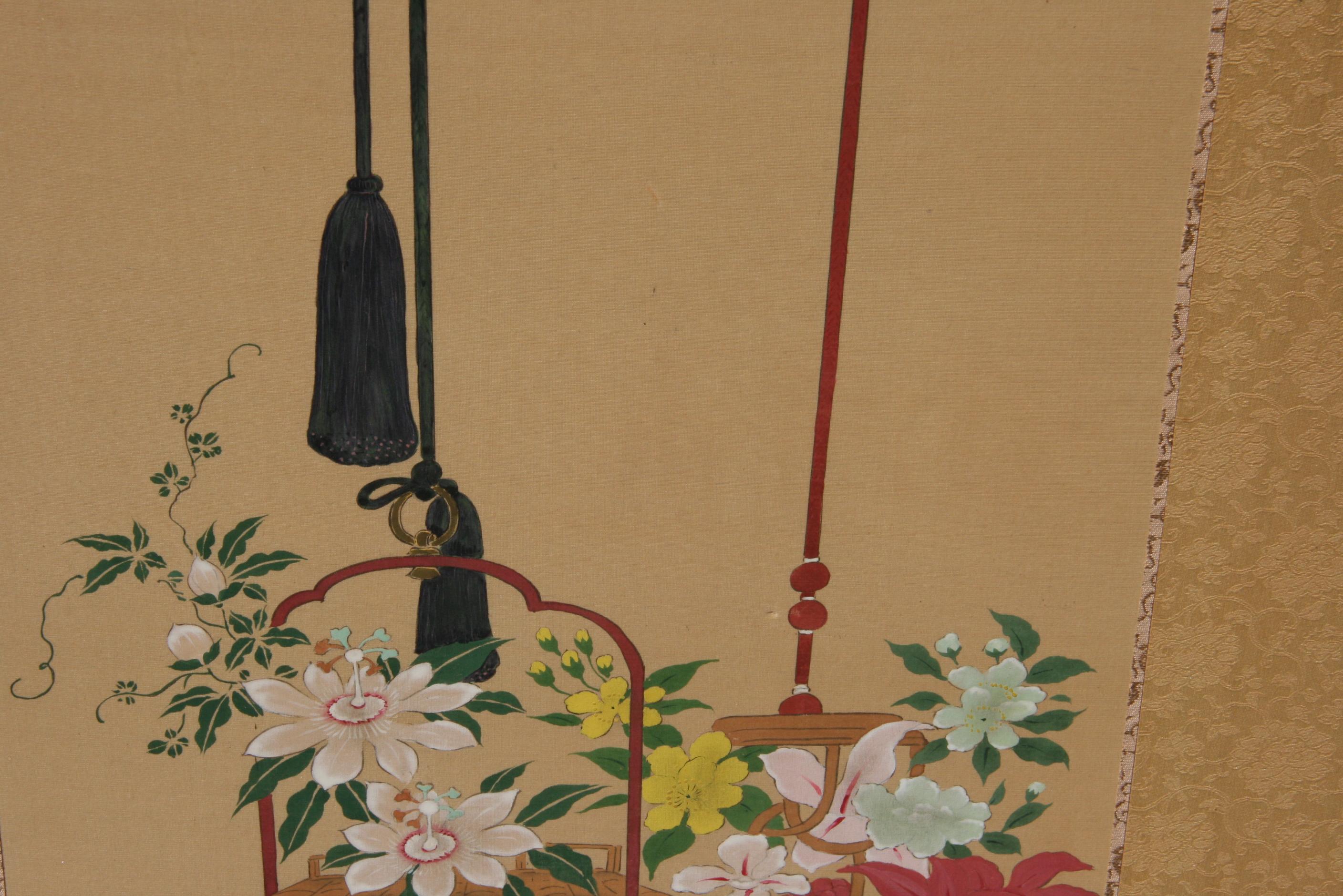 Pair Hand Painted Japanese  Panels/Screens 2