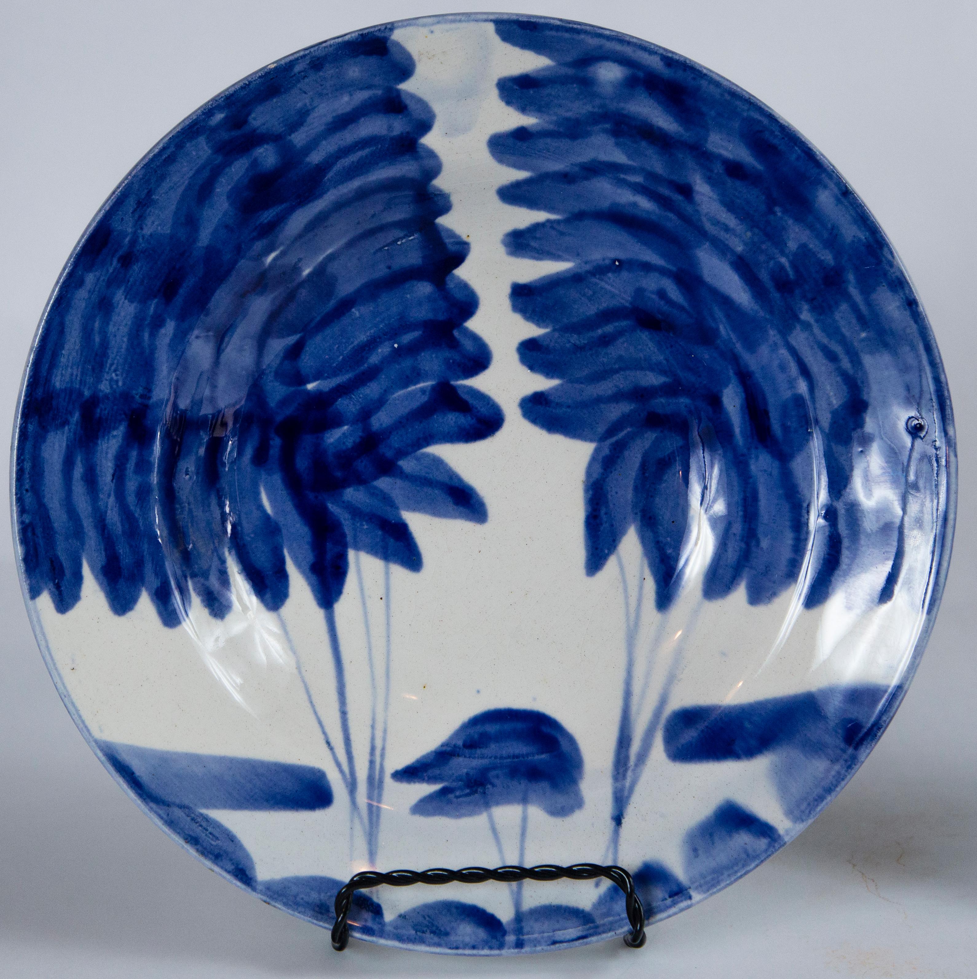 Hand-Painted Pair of Hand Painted Blue and White Ceramic Bowls, Europe, Mid-20th Century