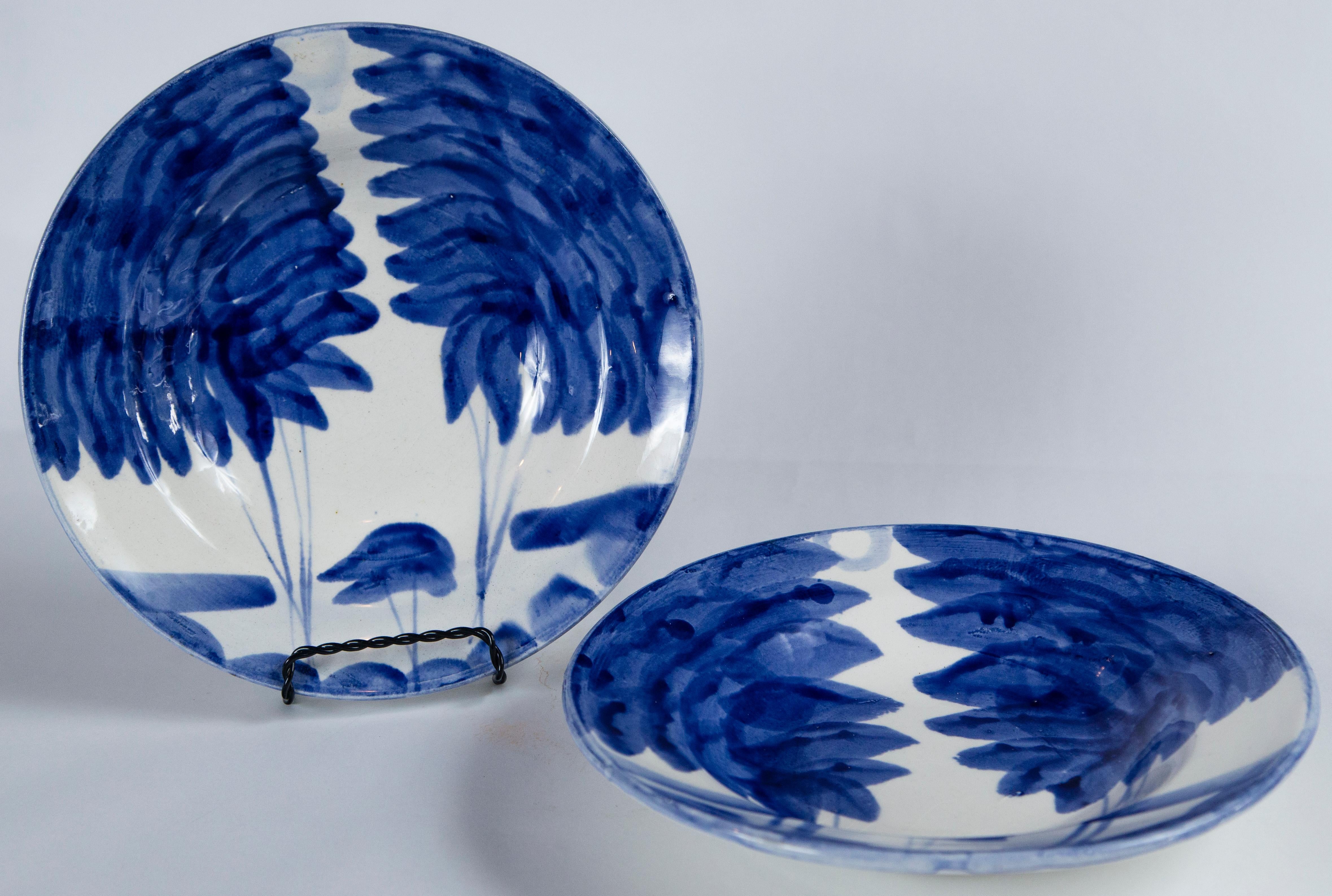 Pair of Hand Painted Blue and White Ceramic Bowls, Europe, Mid-20th Century 1