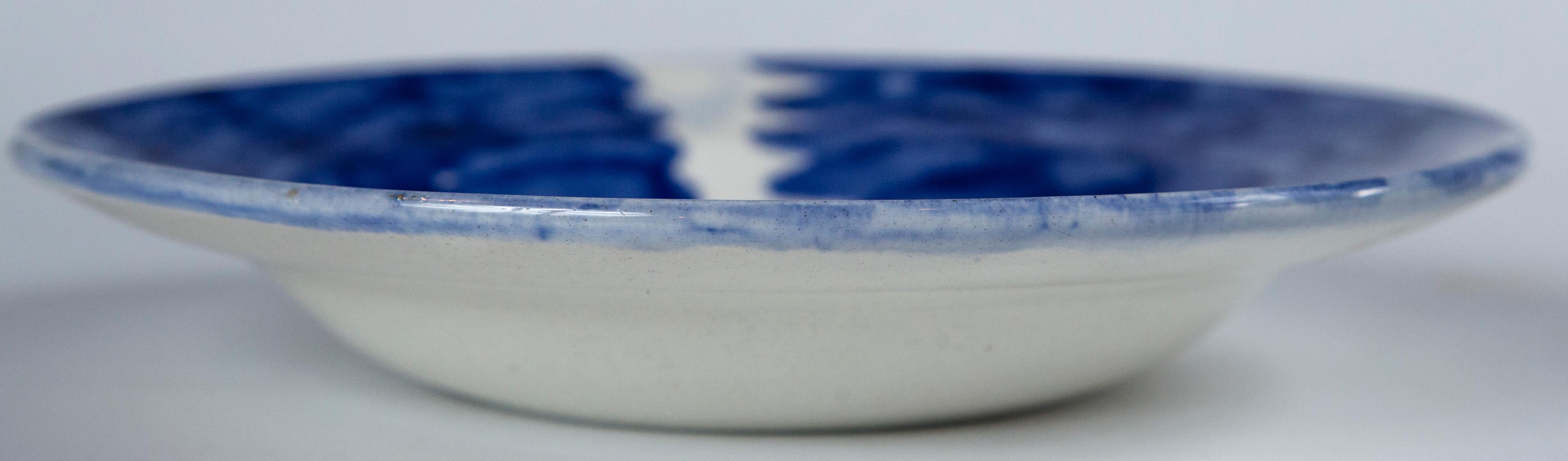 Pair of Hand Painted Blue and White Ceramic Bowls, Europe, Mid-20th Century 2