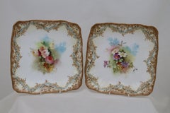 Pair hand painted Doulton Burslem footed bowls