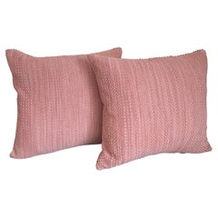 Pair Hand Woven Suede Cushions Color Pale Pink