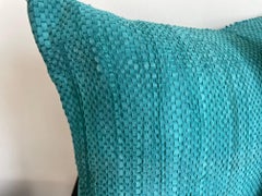 Paar Hand gewebt Wildleder Kissen Farbe Türkis Quadratisch geformt