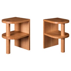 Pair Handcrafted English Oak Night Stands