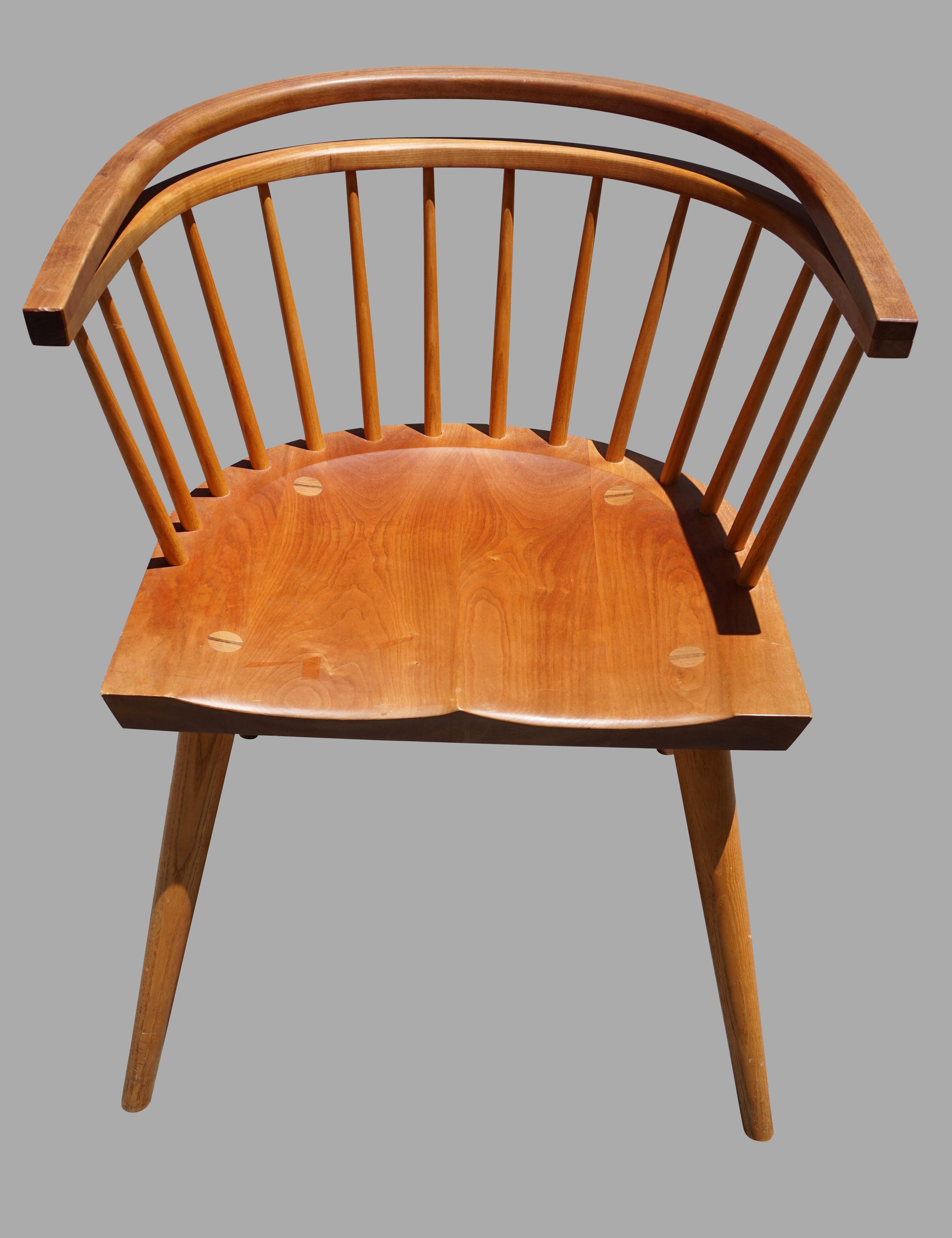 Pair Handmade Cherry Stickback Armchairs by Thomas Moser Signed by Makers 1