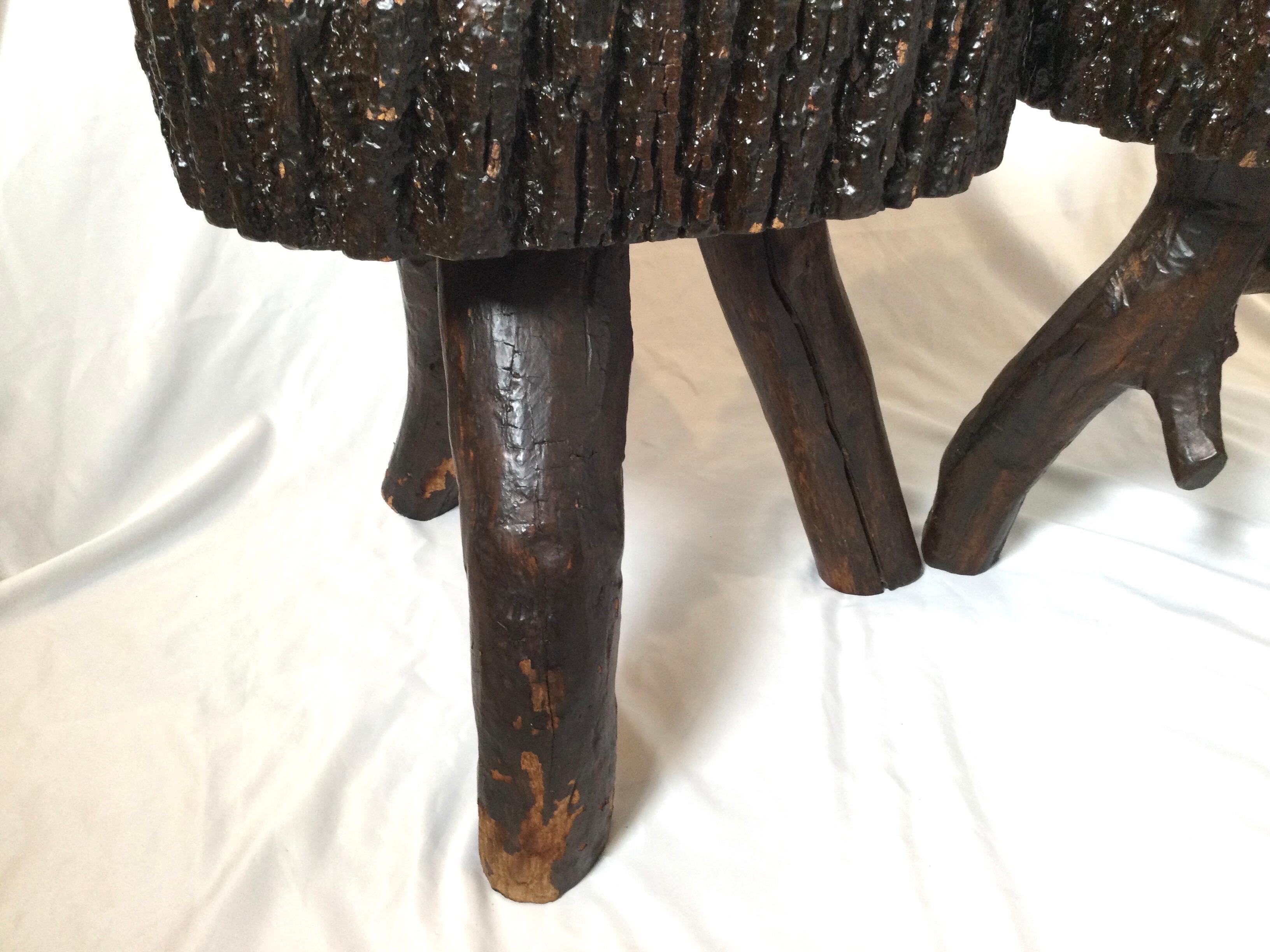 Pair Handmade Organic Free Form Live Edge Tree Root Leg Drink Tables or Stools In Good Condition In Lambertville, NJ