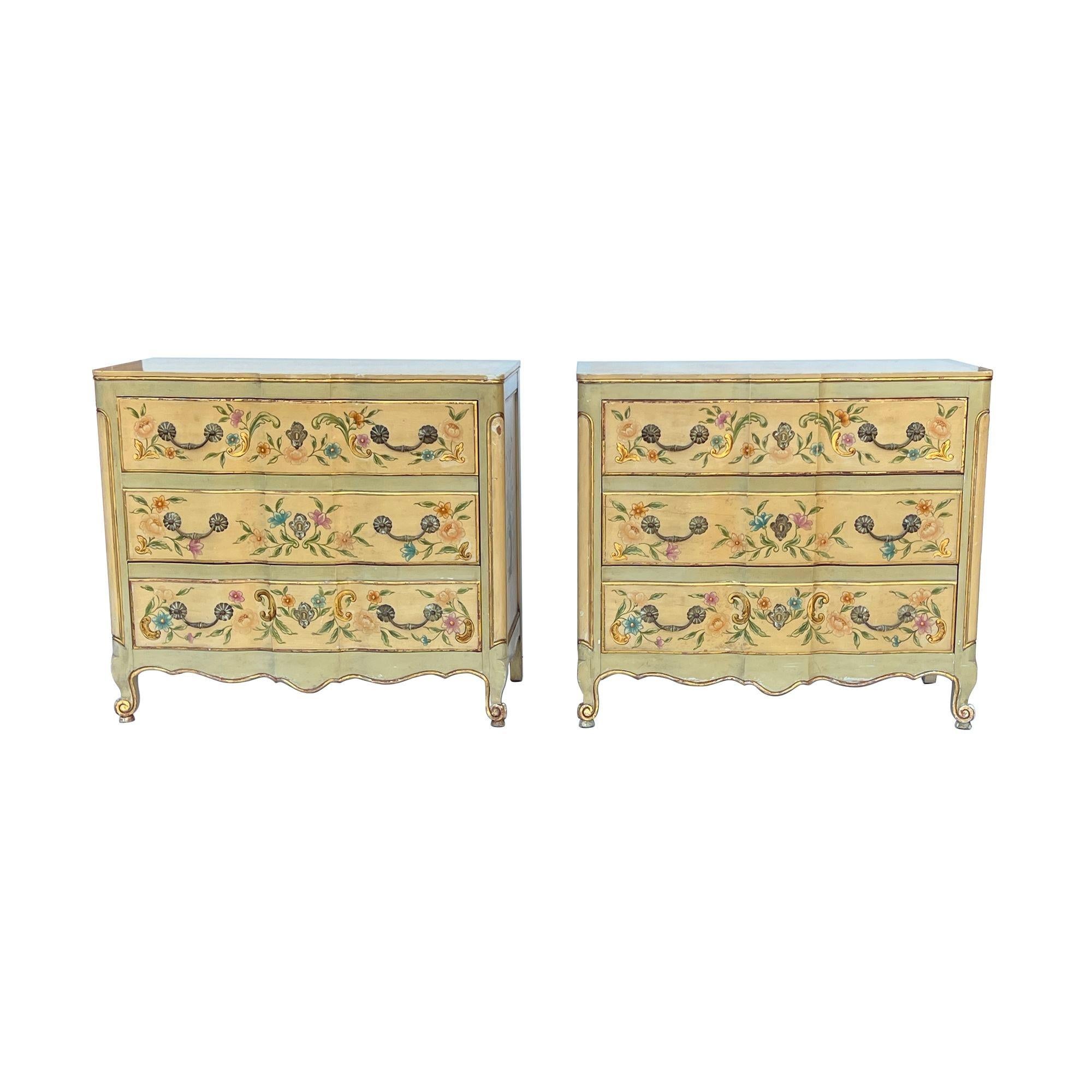 Pair Handpainted Chest Dressers by Ralph Widdicomb for John Widdicomb For Sale 3