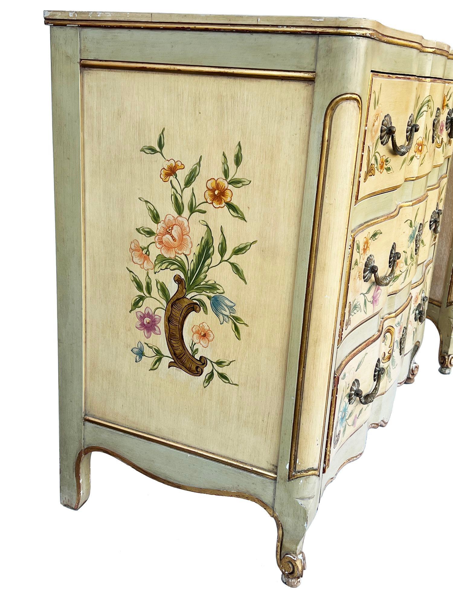 Wood Pair Handpainted Chest Dressers by Ralph Widdicomb for John Widdicomb For Sale