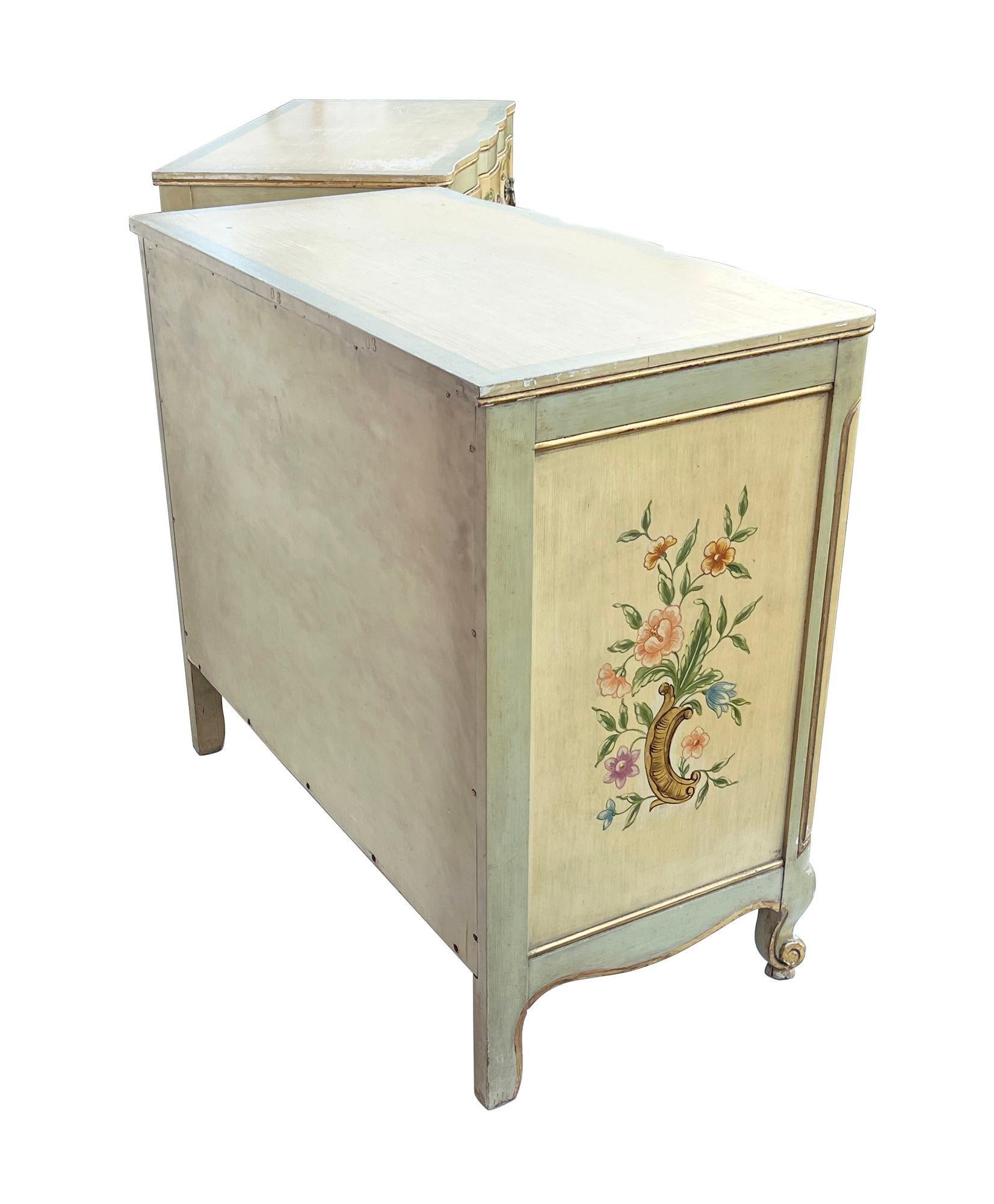 Pair Handpainted Chest Dressers by Ralph Widdicomb for John Widdicomb For Sale 1