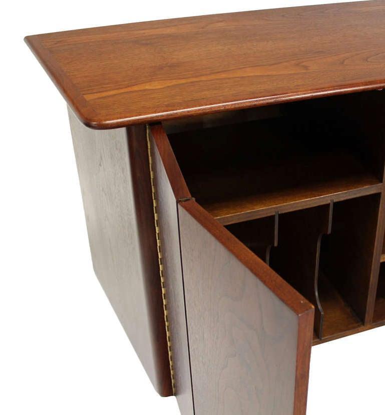 American Pair HANGING Walnut Mid-Century Danish Modern Floating Dressers Console Cabinets For Sale