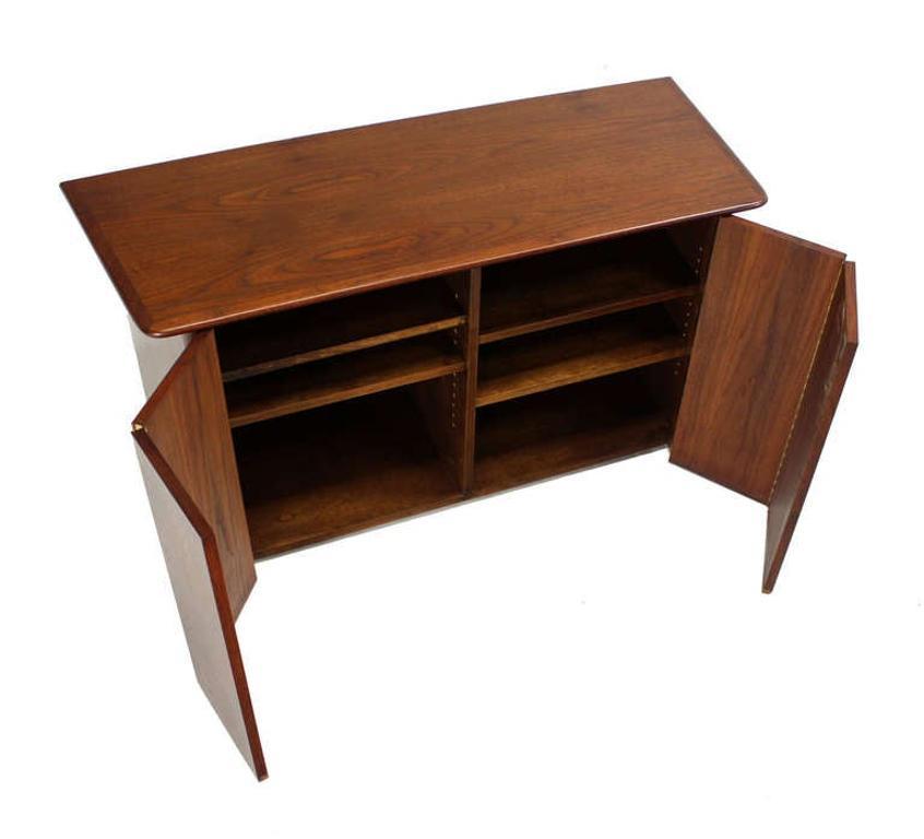 Oiled Pair HANGING Walnut Mid-Century Danish Modern Floating Dressers Console Cabinets For Sale