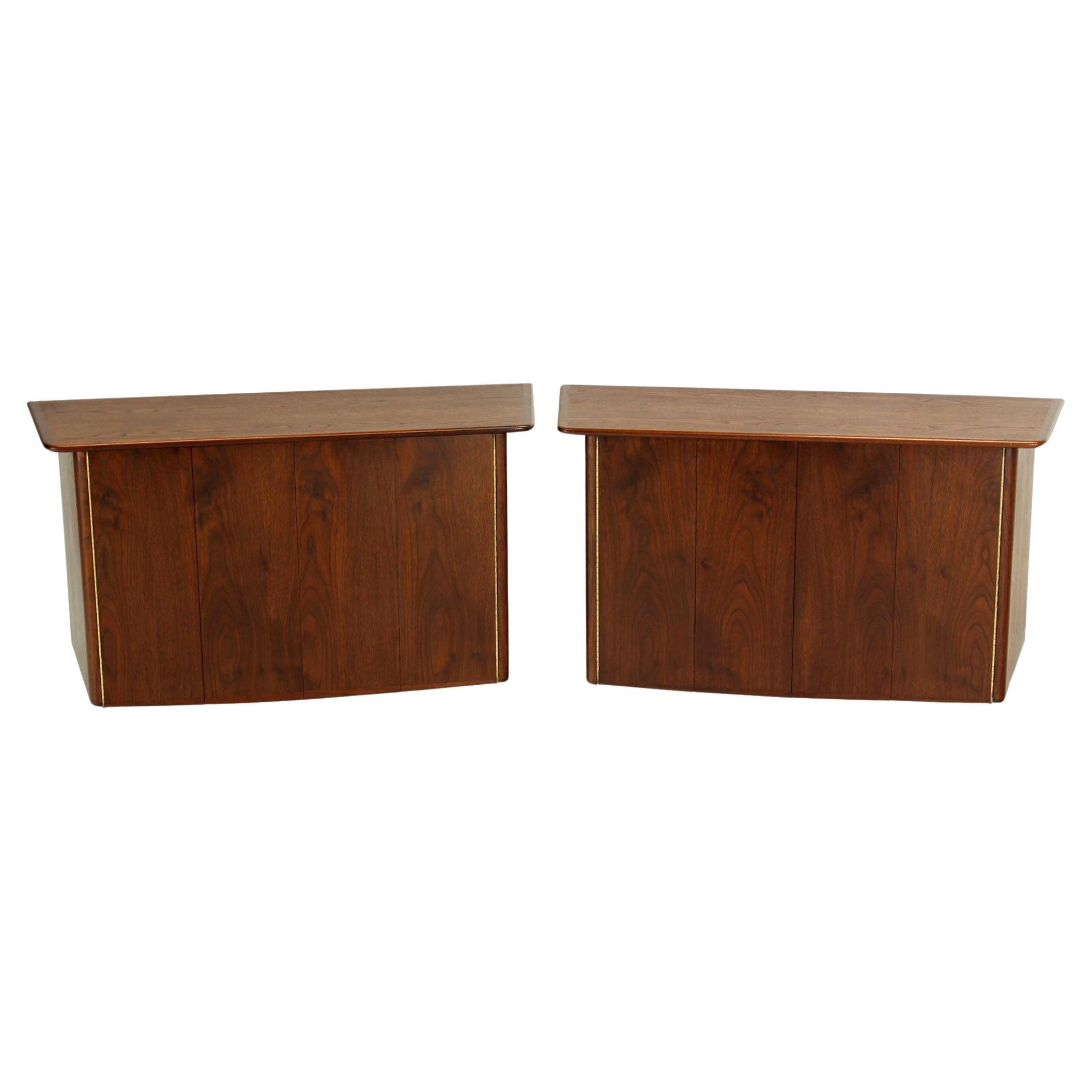 Pair HANGING Walnut Mid-Century Danish Modern Floating Dressers Console Cabinets For Sale