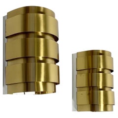 Pair Hans-Agne Jakobsson Wall Lights Sconces Brass Sweden 1960s