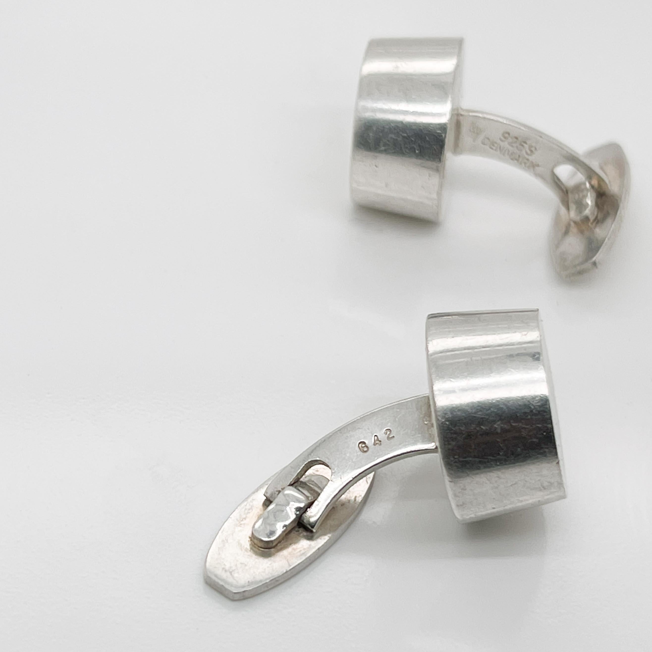 Coppia di gemelli Hans Hansen in argento danese moderno Model No. 642 in vendita 5