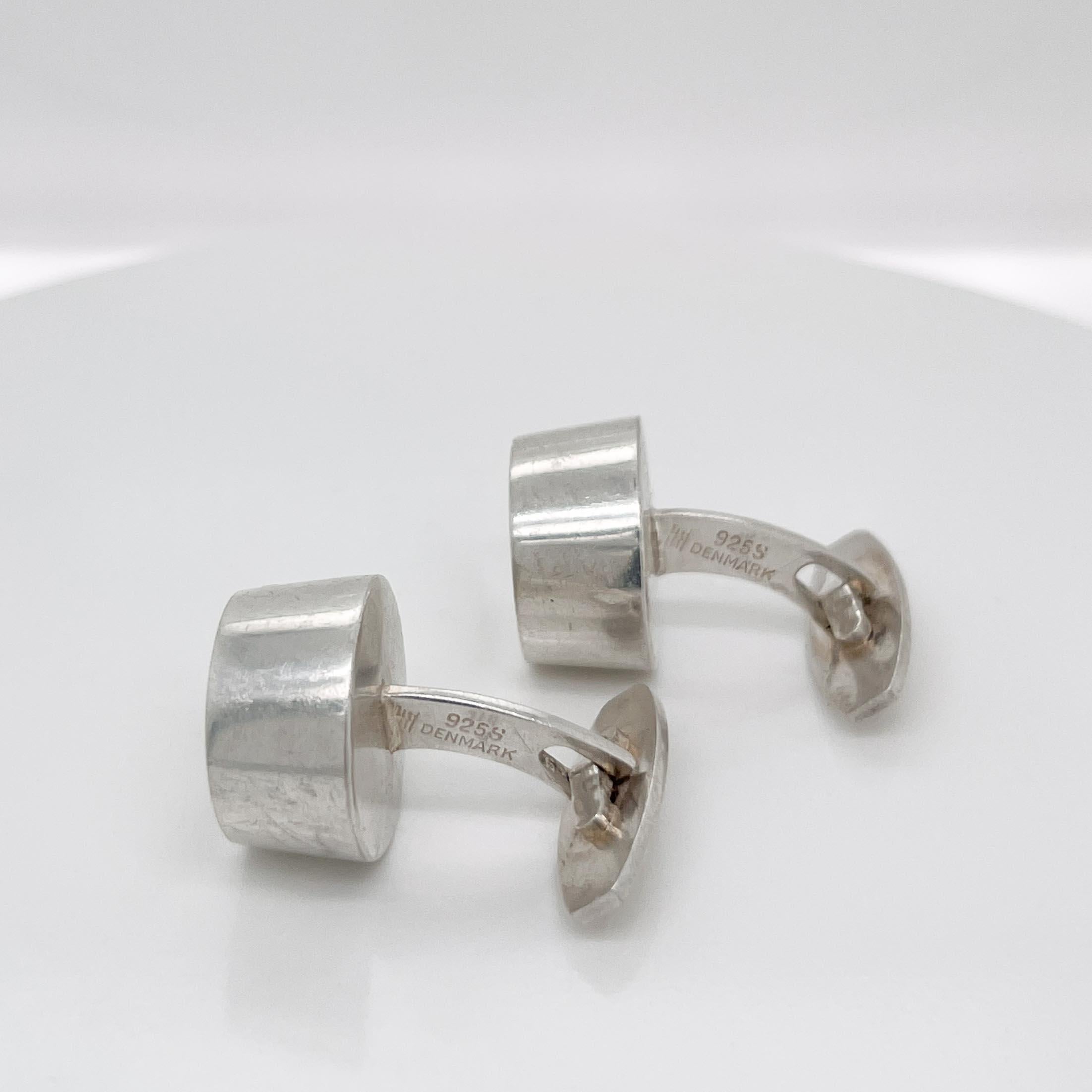 Pair Hans Hansen Danish Modern Sterling Silver Cufflinks Model no 642 For Sale 2