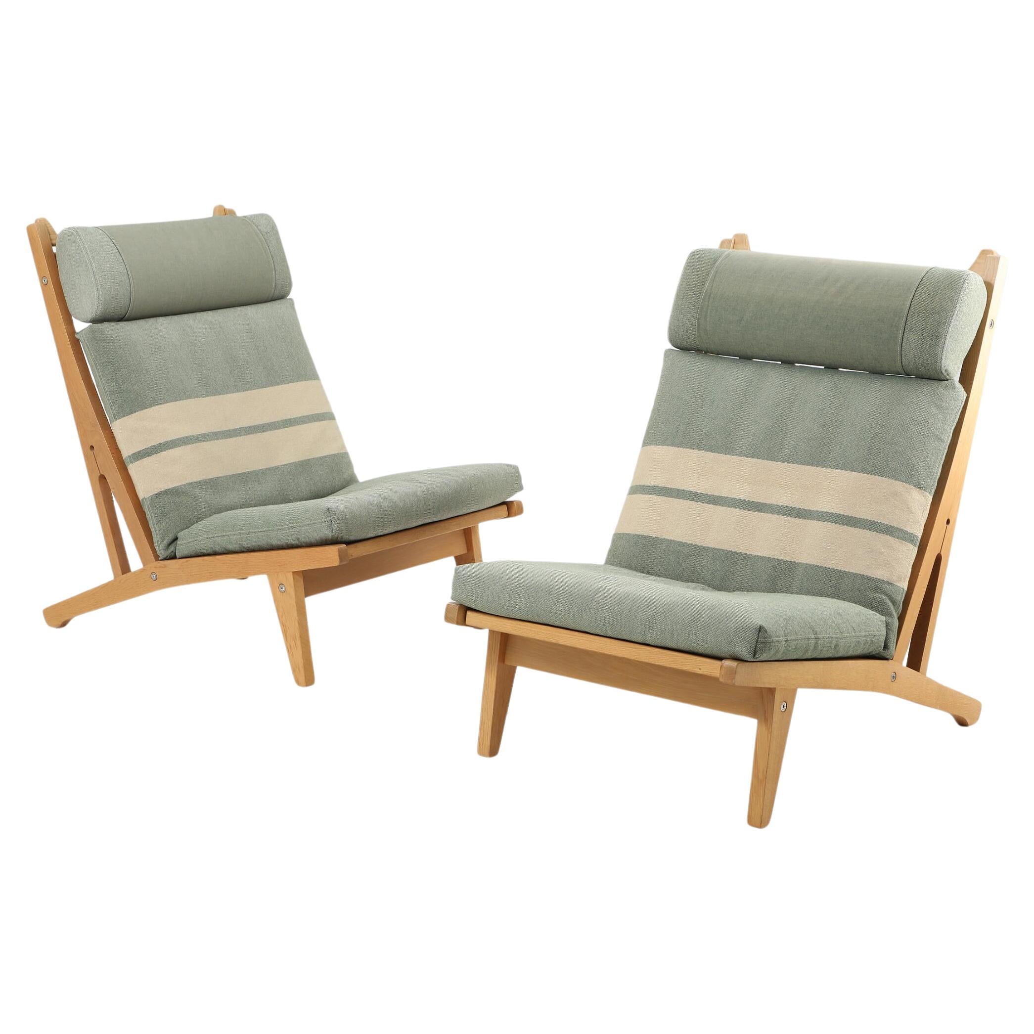Pair Hans J. Wegner: “GE 375” Highback Oak Chairs For Sale