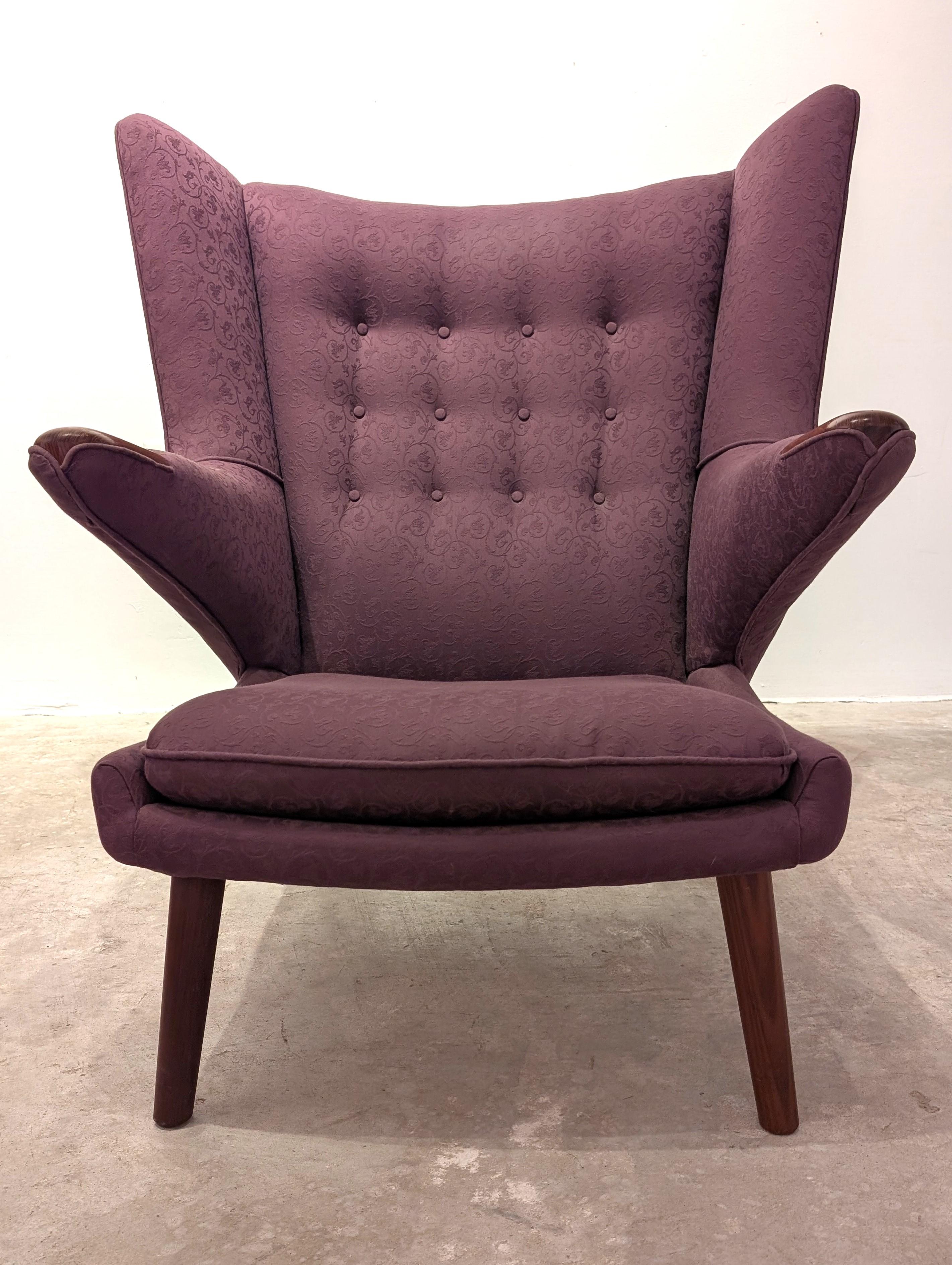 Pair Hans J. Wegner 'Papa Bear' Armchairs, A.P. Stolen, Denmark W/ Ottoman In Good Condition For Sale In Houston, TX