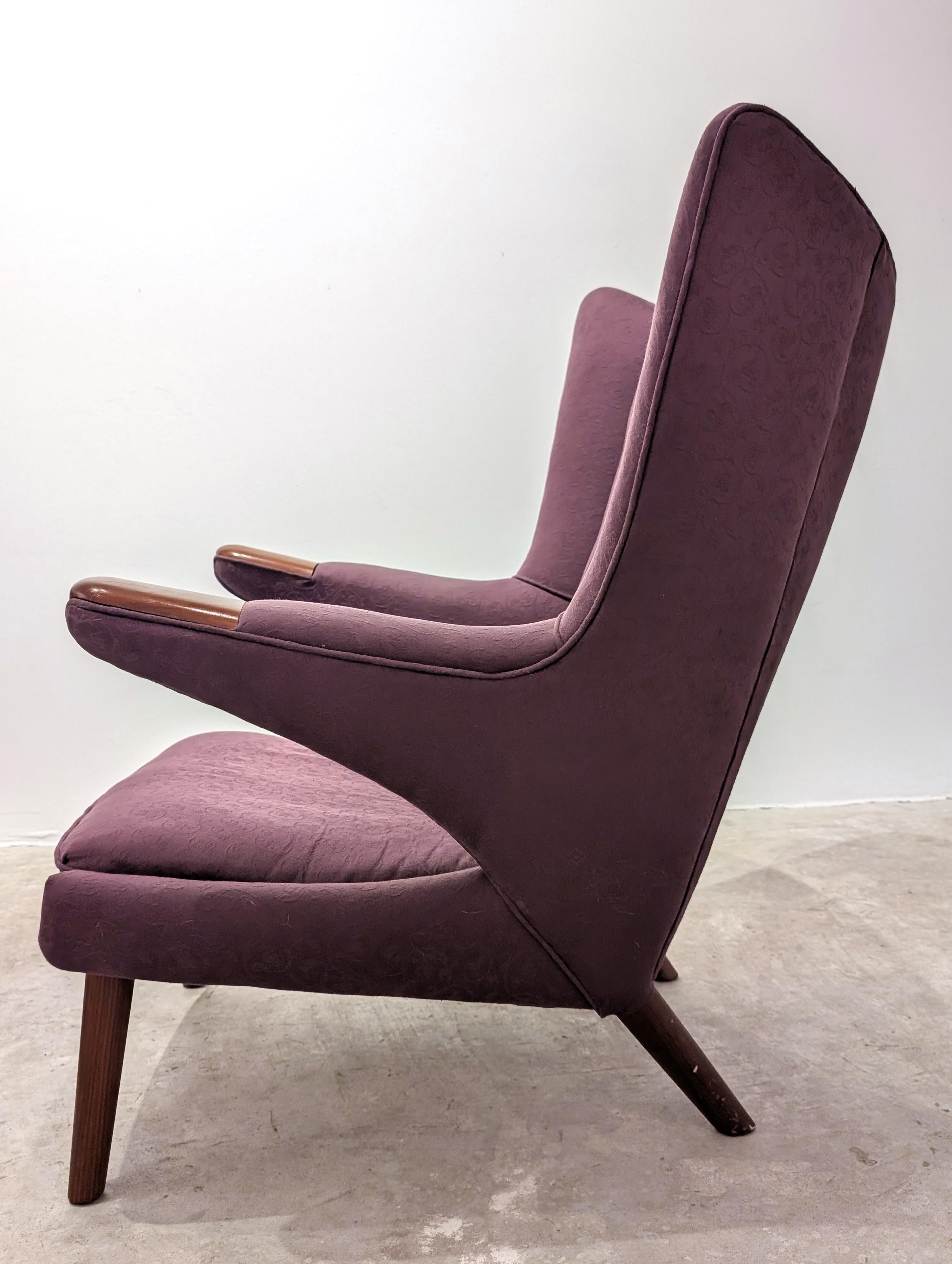 Mid-20th Century Pair Hans J. Wegner 'Papa Bear' Armchairs, A.P. Stolen, Denmark W/ Ottoman For Sale