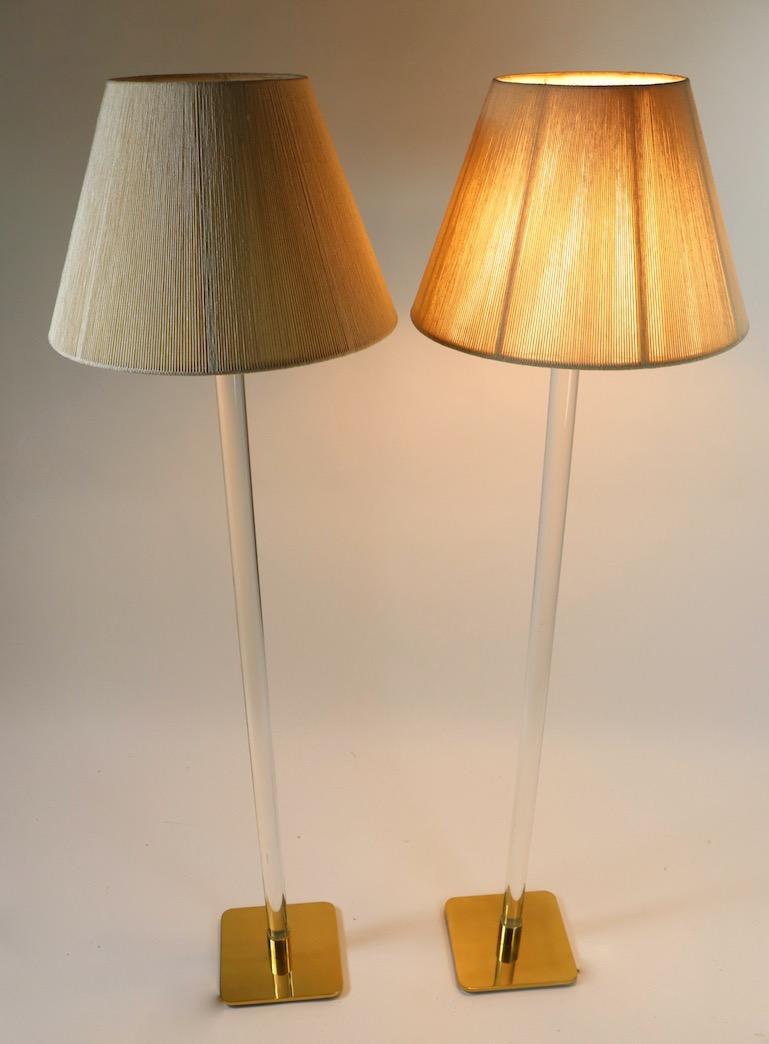 Pair of Hansen Glass and Brass Floor Lamps For Sale 3