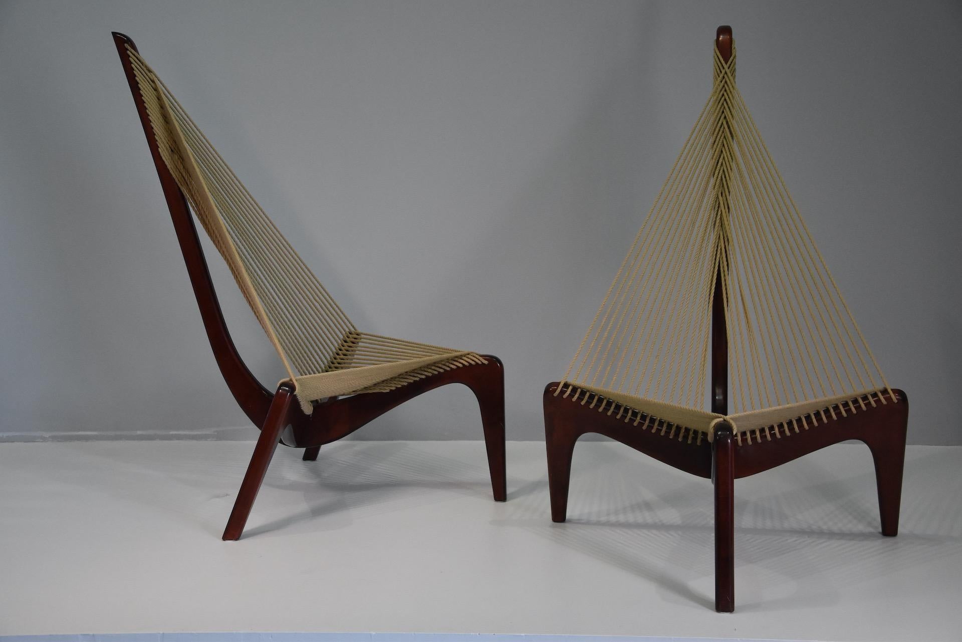 Pair Harp Chair by Jørgen Høvelskov for Christensen & Larsen Møbelhandværk For Sale 8
