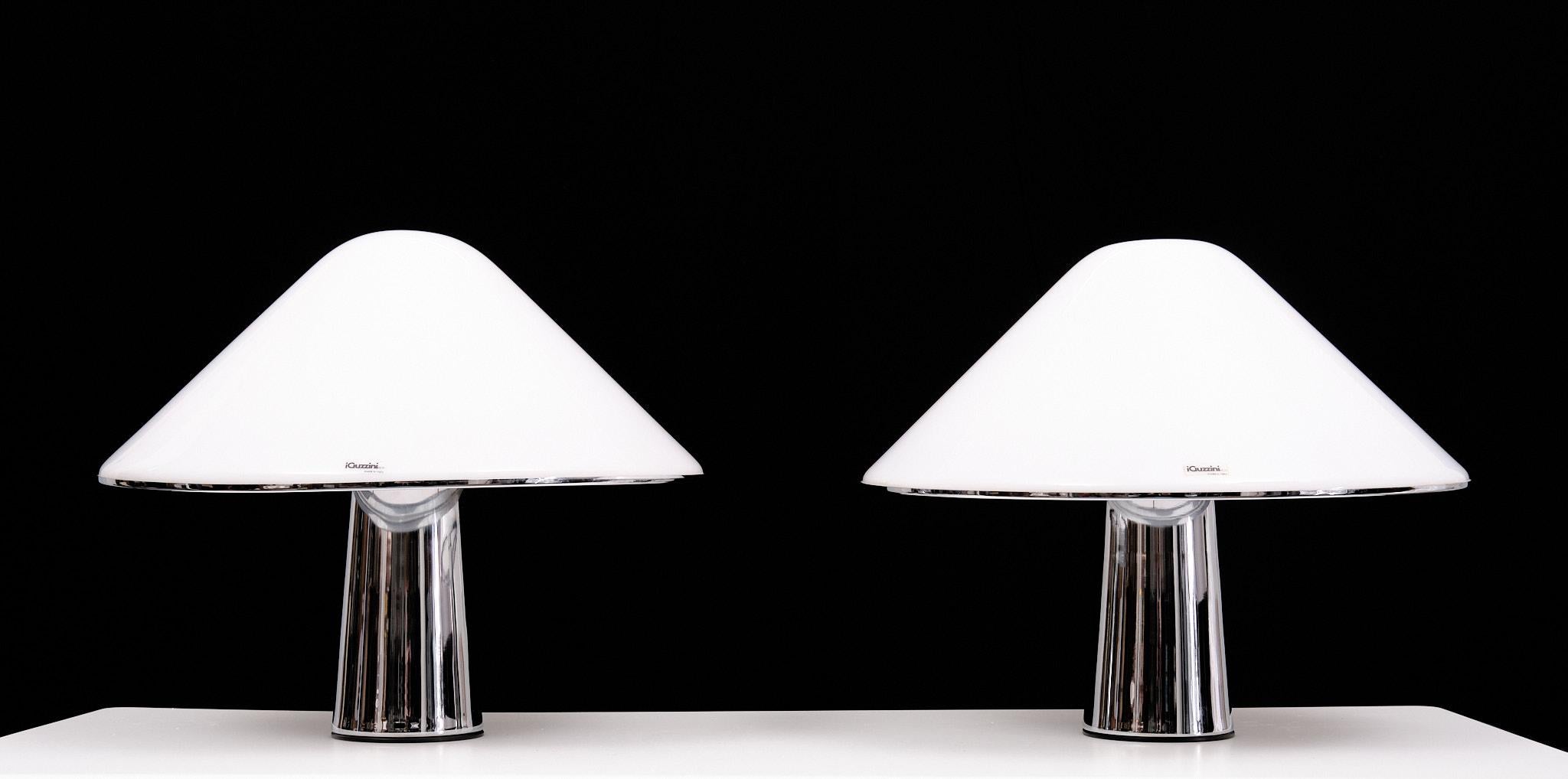 Mid-Century Modern Pair Harvey  Guzzini  Elpis  Mushroom Table lamps  1970s Italy For Sale