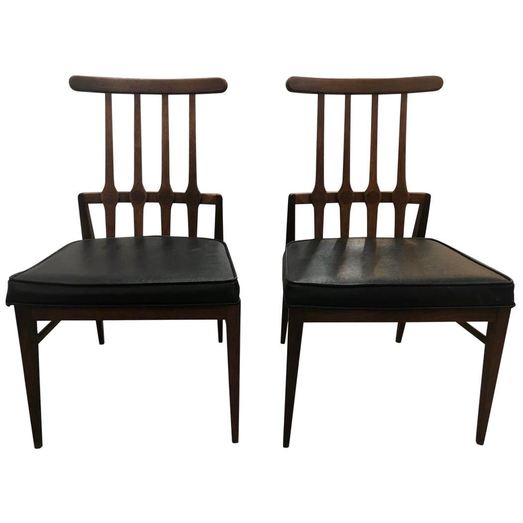 Pair Harvey Probber Matching Flat Spindle Back Midcentury Architectural Chairs