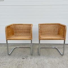 Pair Harvey Probber Wicker D43 Chairs Designed by Hans Konecke