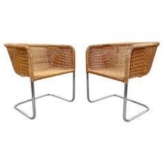Pair Harvey Probber Wicker D43 Chairs Designed by Hans Konecke