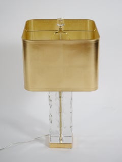 Paar italienische Tischlampen aus schwerem geschliffenem Glas im Art-déco-Stil