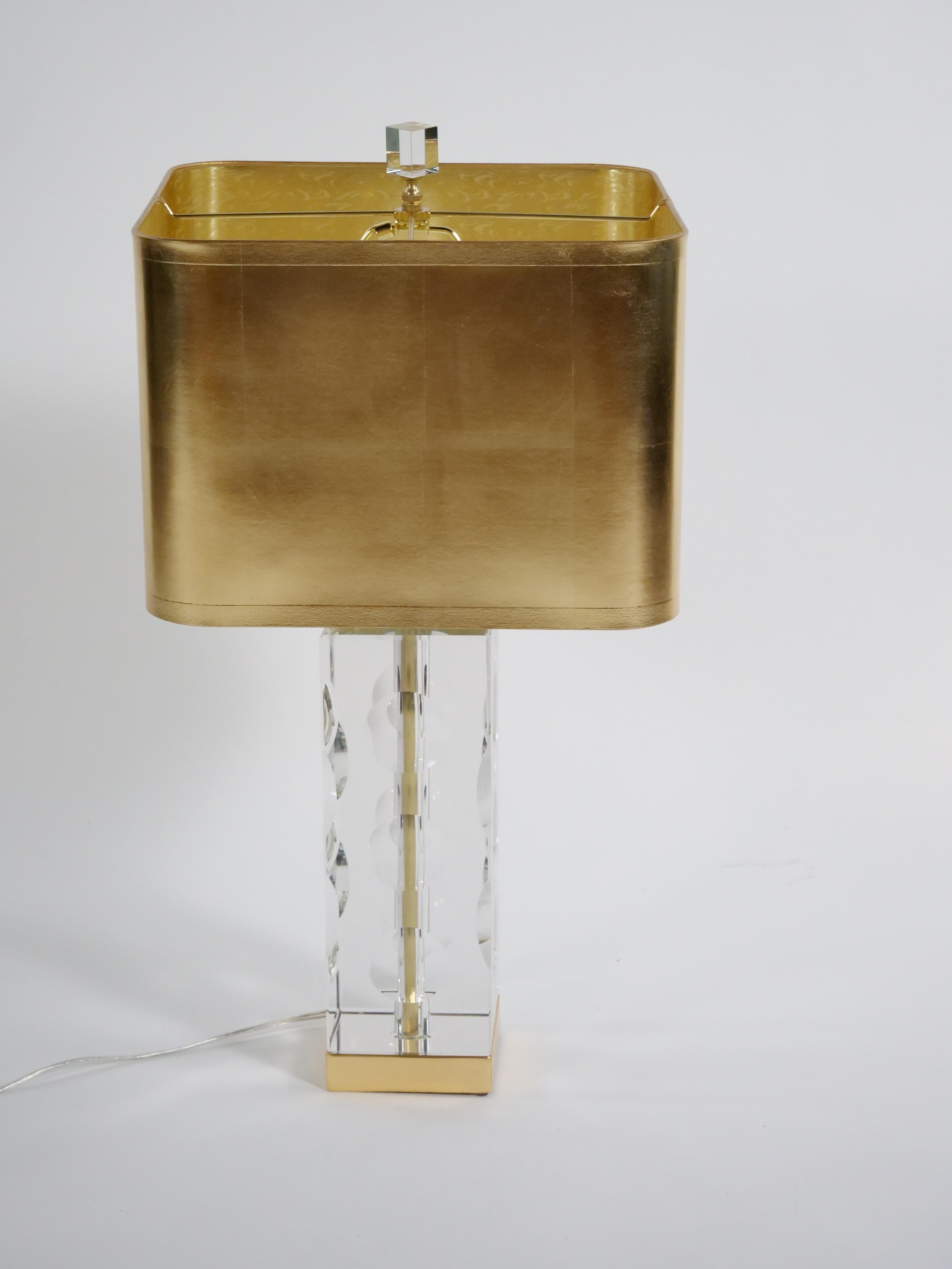 Fait main Paire de lampes de bureau italiennes de style Art déco en verre taillé en vente