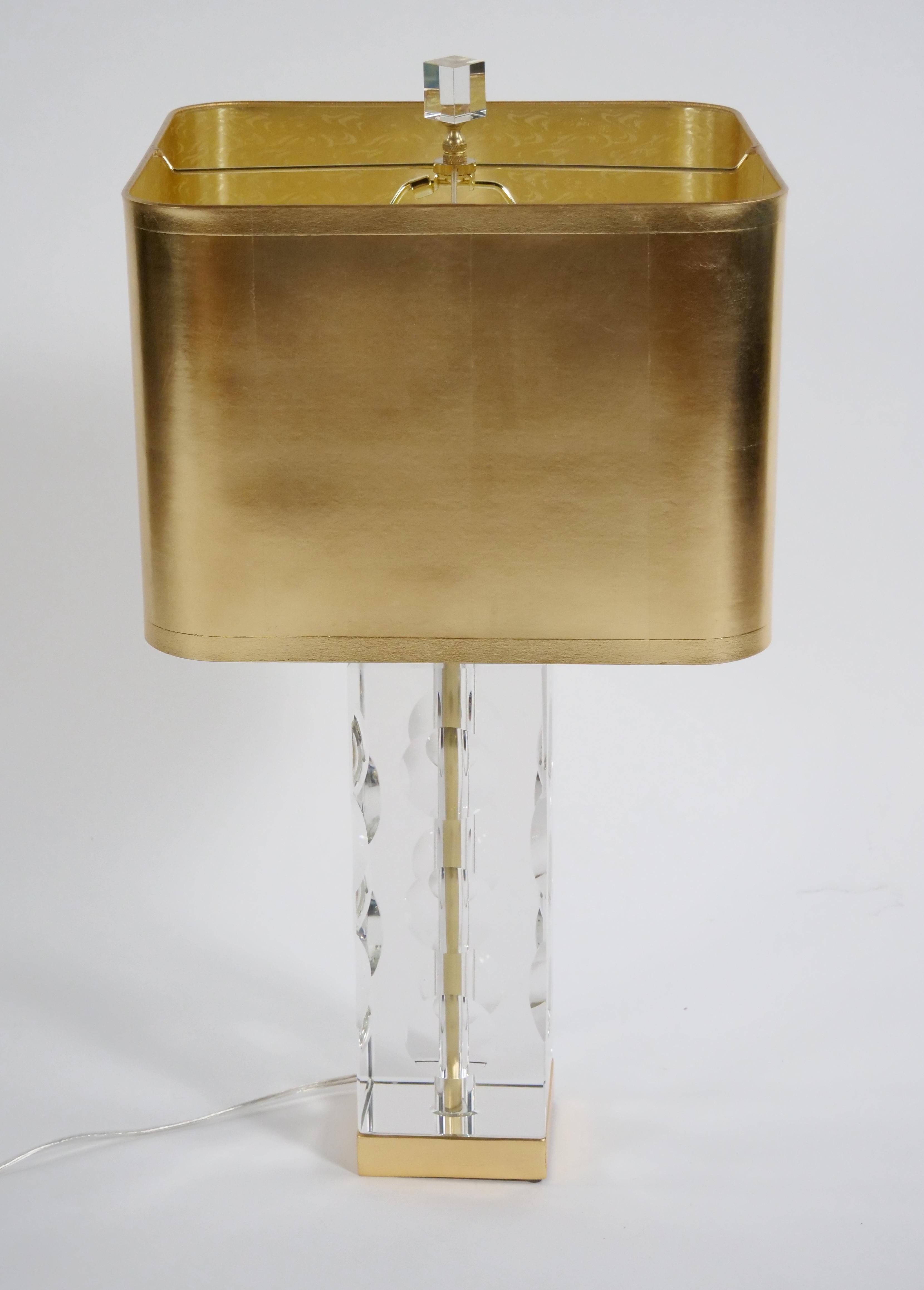 Paire de lampes de bureau italiennes de style Art déco en verre taillé en vente 2