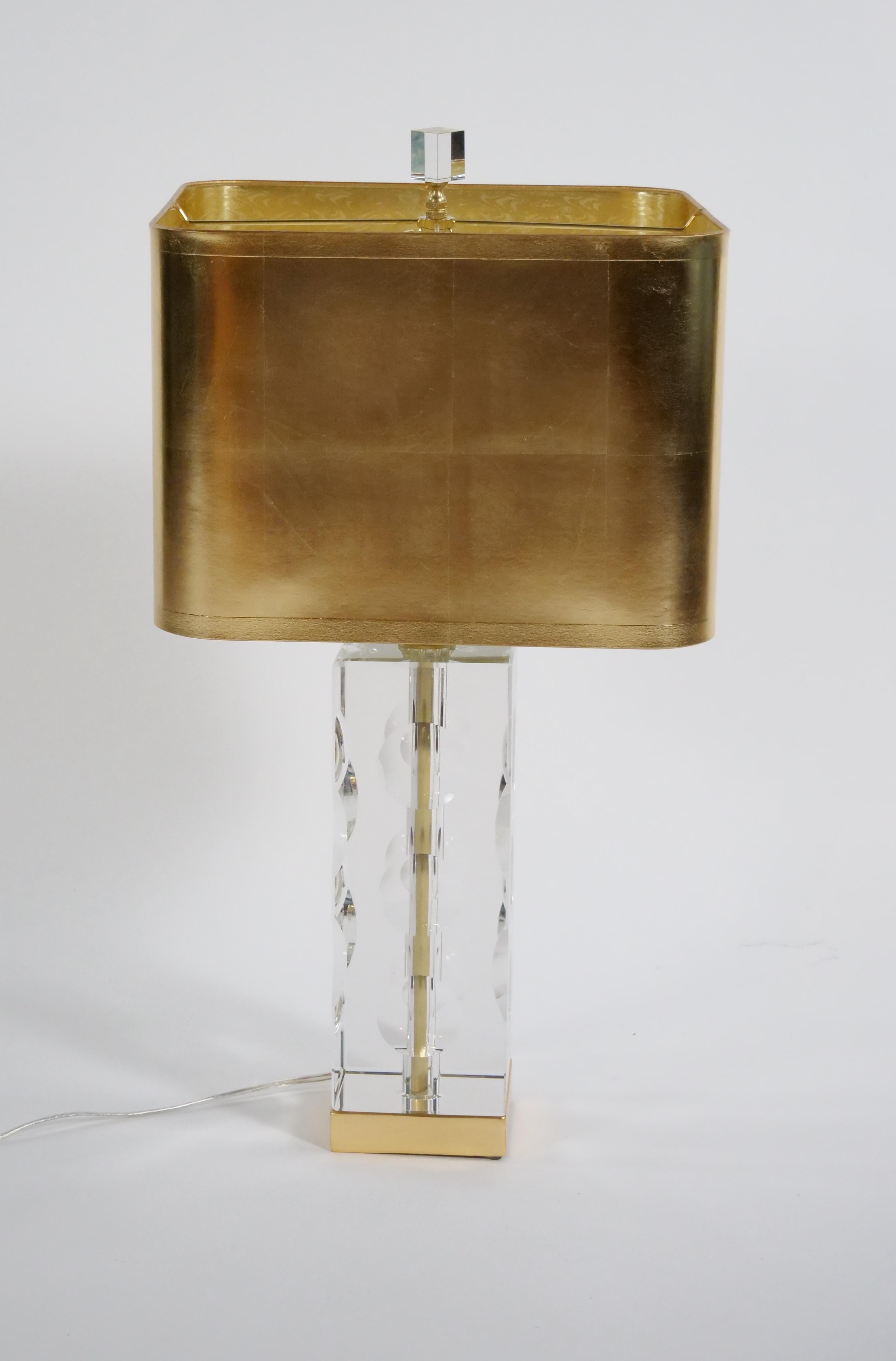 Paire de lampes de bureau italiennes de style Art déco en verre taillé en vente 3