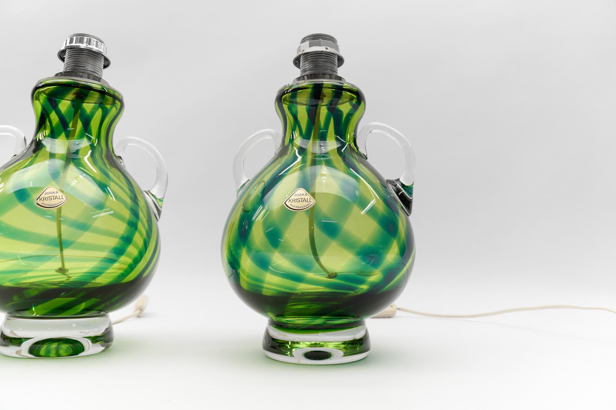 Paire de lampes de table en verre soufflé du milieu du siècle dernier par Joska, 1970 Allemagne en vente 6