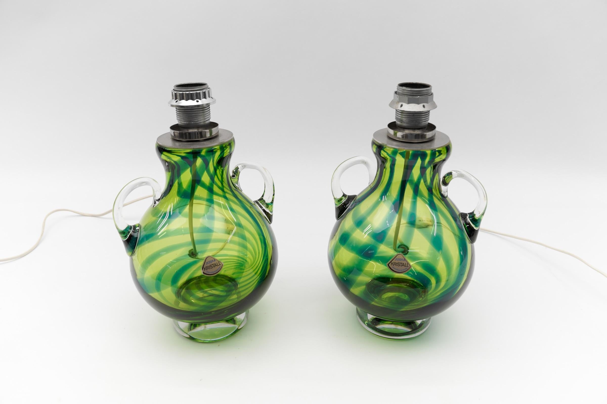 Paar schwere mundgeblasene Mid-Century-Modern-Tischlampen aus Glas von Joska, Deutschland, 1970er Jahre im Zustand „Gut“ im Angebot in Nürnberg, Bayern
