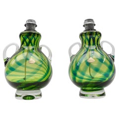 Pair Heavy Mid-Century Modern Handblown Glass Table Lamp by Joska, 1970s Germany