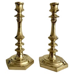 Pair Heavy Solid Brass Colonial Style Candlesticks From Virginia Metalcrafters
