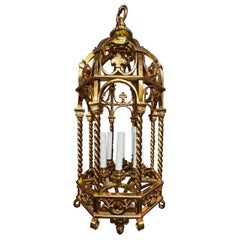 Pair Heavy Weight Solid Brass Polished Bronze Gothic Twisted 8 Light Lanterns