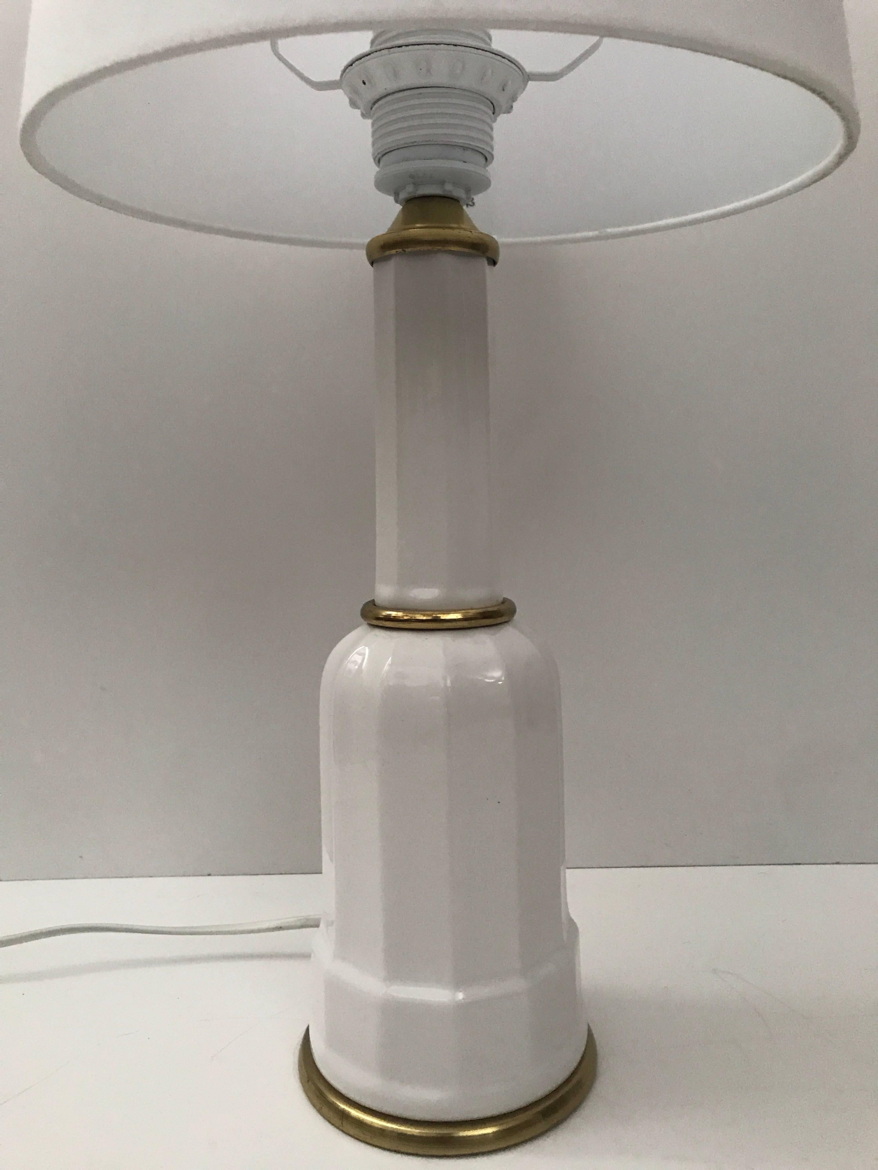 Pair of Heiberg Art Deco Brass and Porcelain Lamps Denmark Medium Size Model For Sale 1