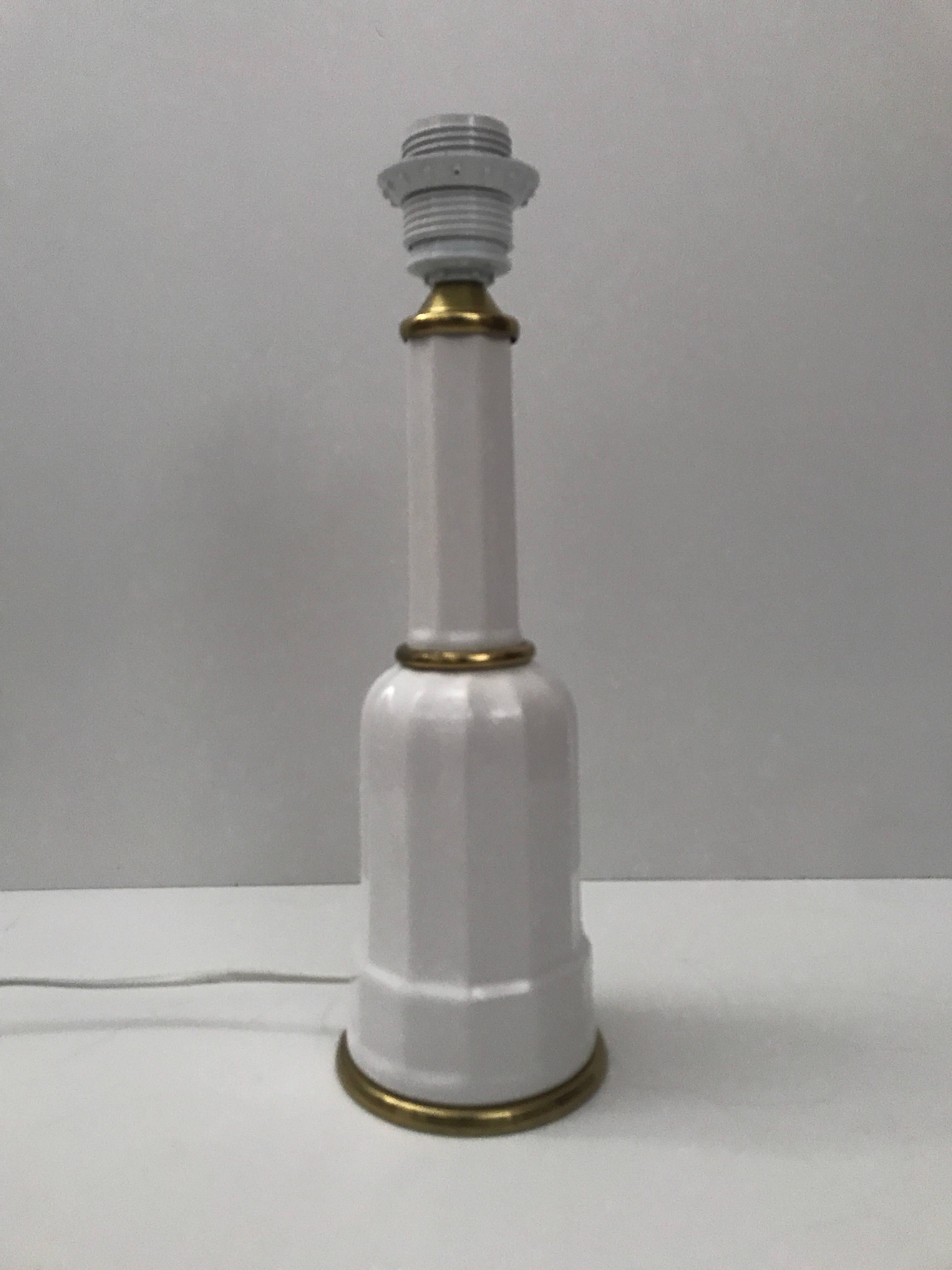 Pair of Heiberg Art Deco Brass and Porcelain Lamps Denmark Medium Size Model For Sale 2