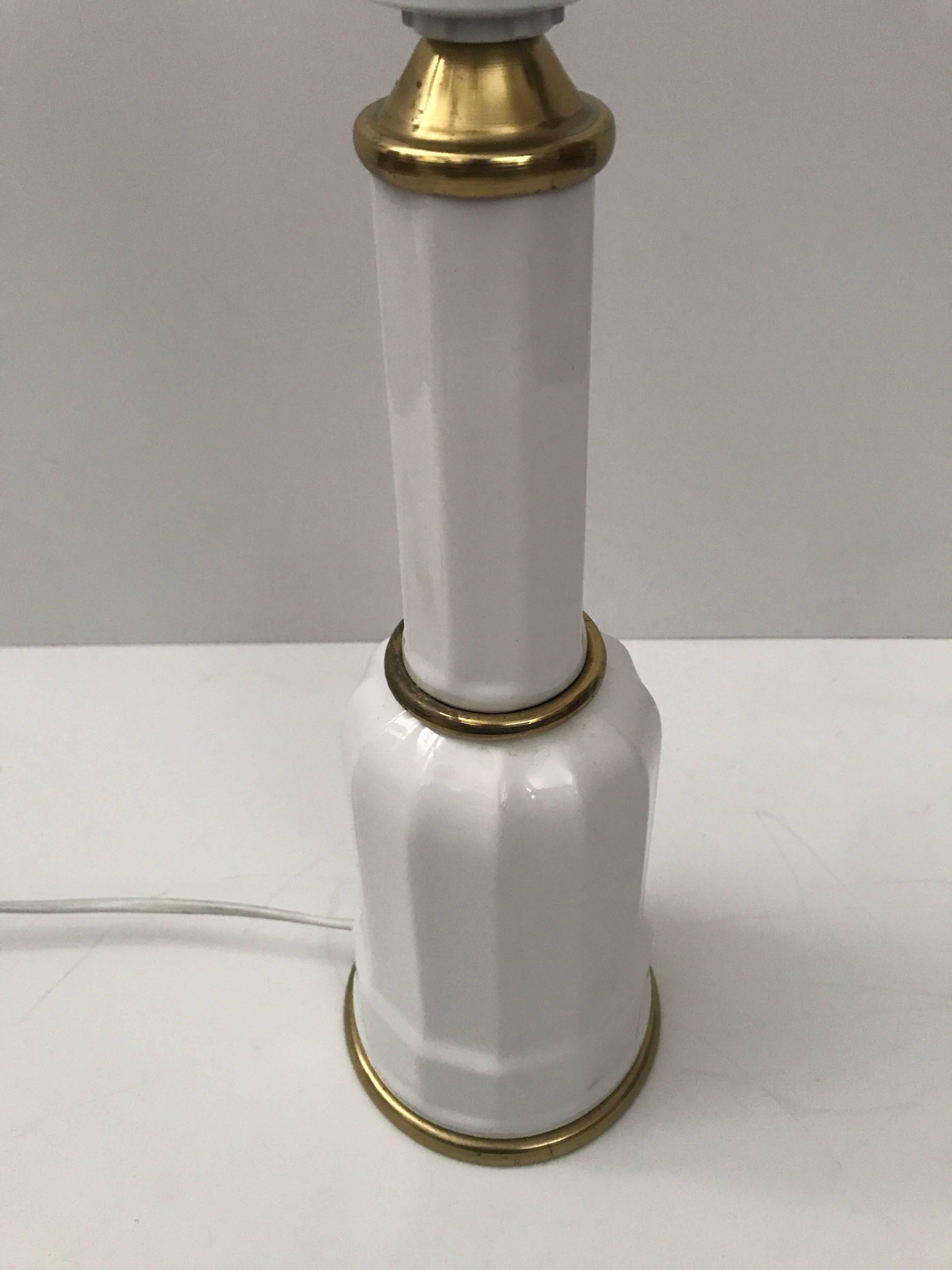 Pair of Heiberg Art Deco Brass and Porcelain Lamps Denmark Medium Size Model For Sale 3
