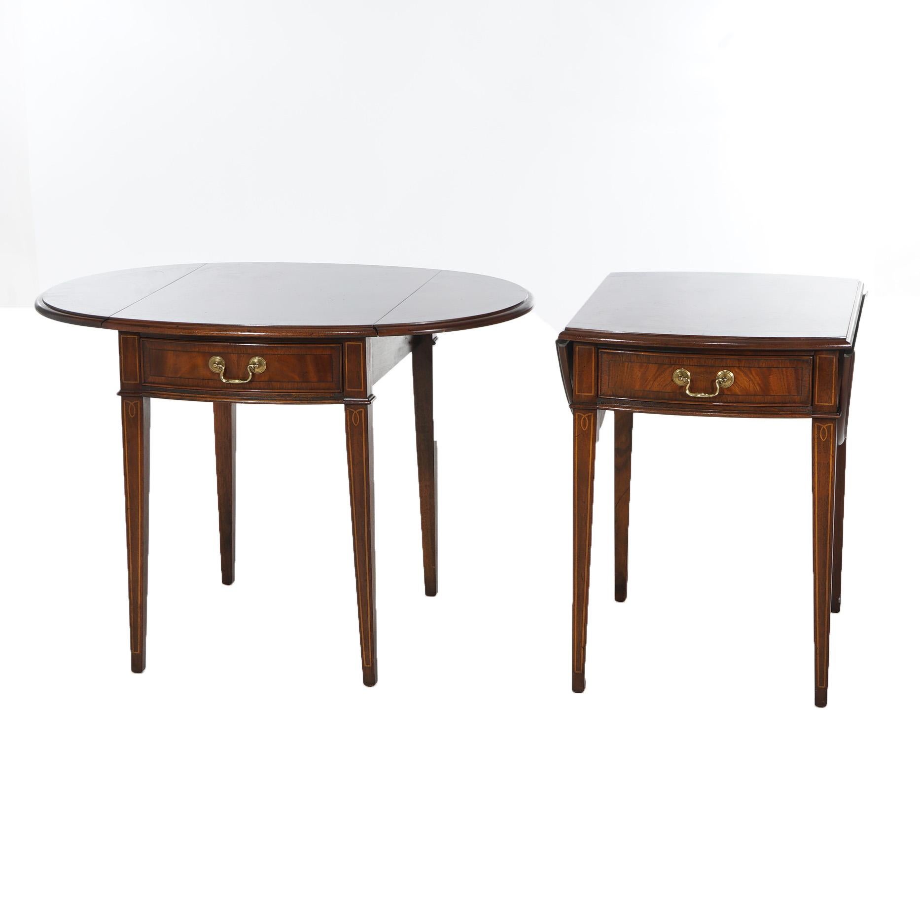 American Pair Hekman Pembroke Style Flame Mahogany Side Tables 20thC For Sale
