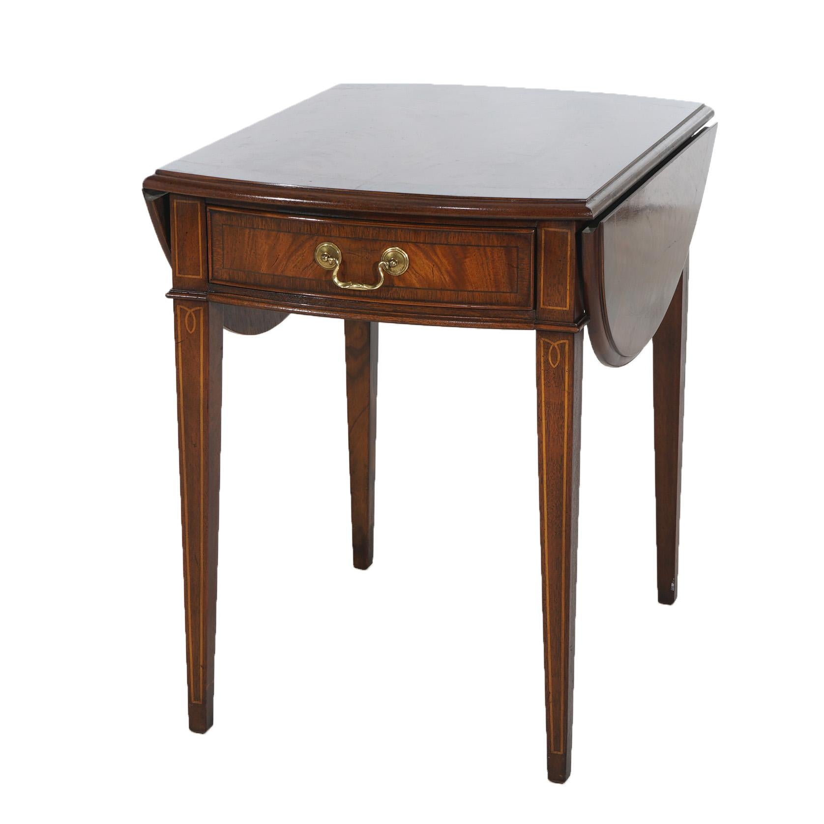 Pair Hekman Pembroke Style Flame Mahogany Side Tables 20thC In Good Condition In Big Flats, NY