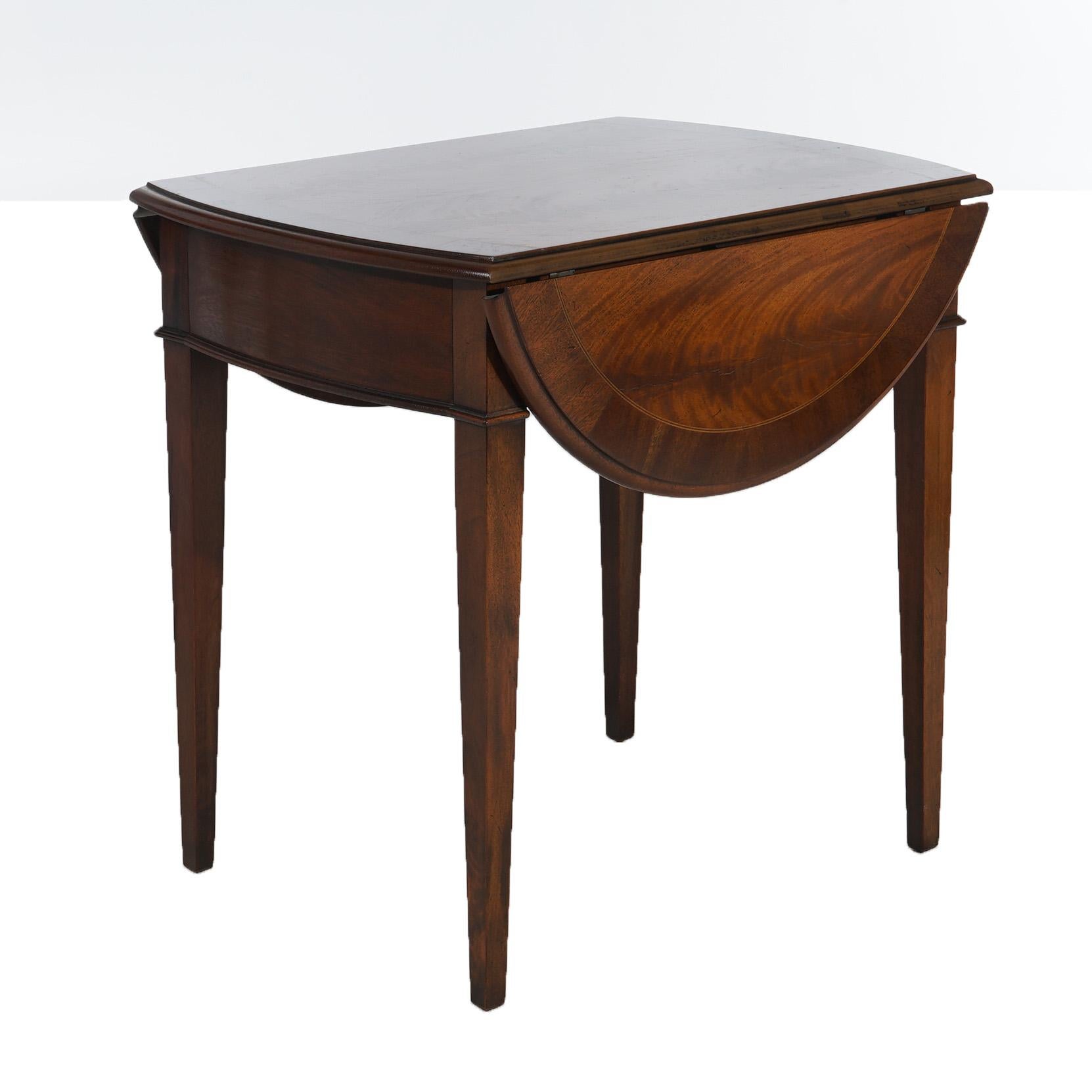 Pair Hekman Pembroke Style Flame Mahogany Side Tables 20thC 1