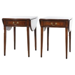 Pair Hekman Pembroke Style Flame Mahogany Side Tables 20thC