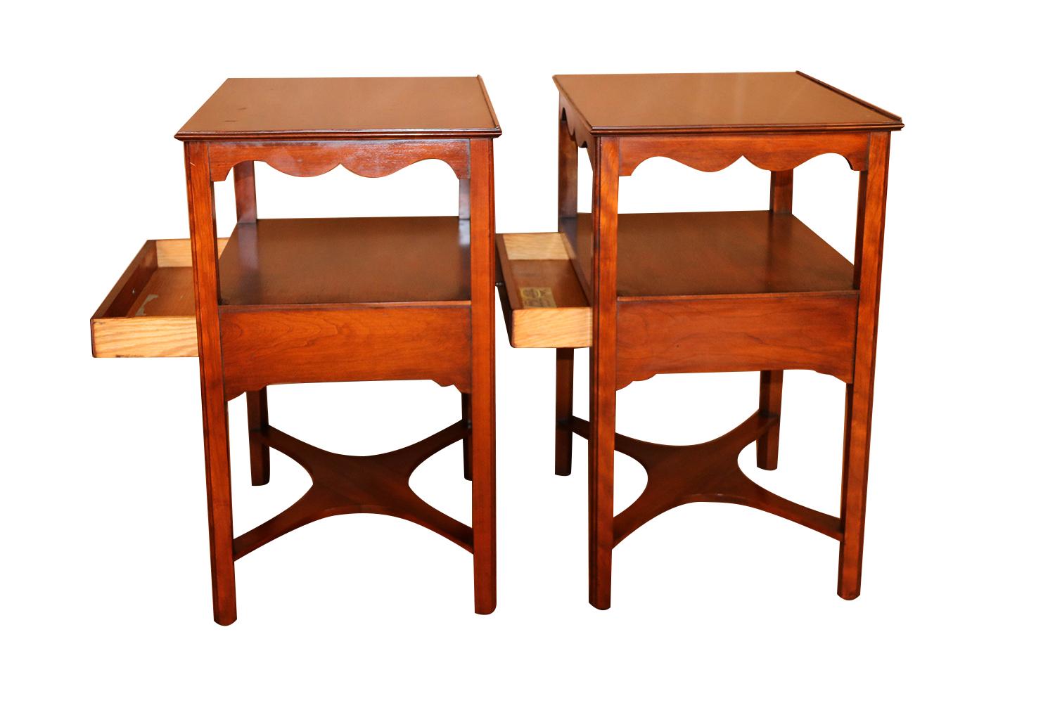 Pair of Henkel Harris Solid Cherry Nightstands Tables 1