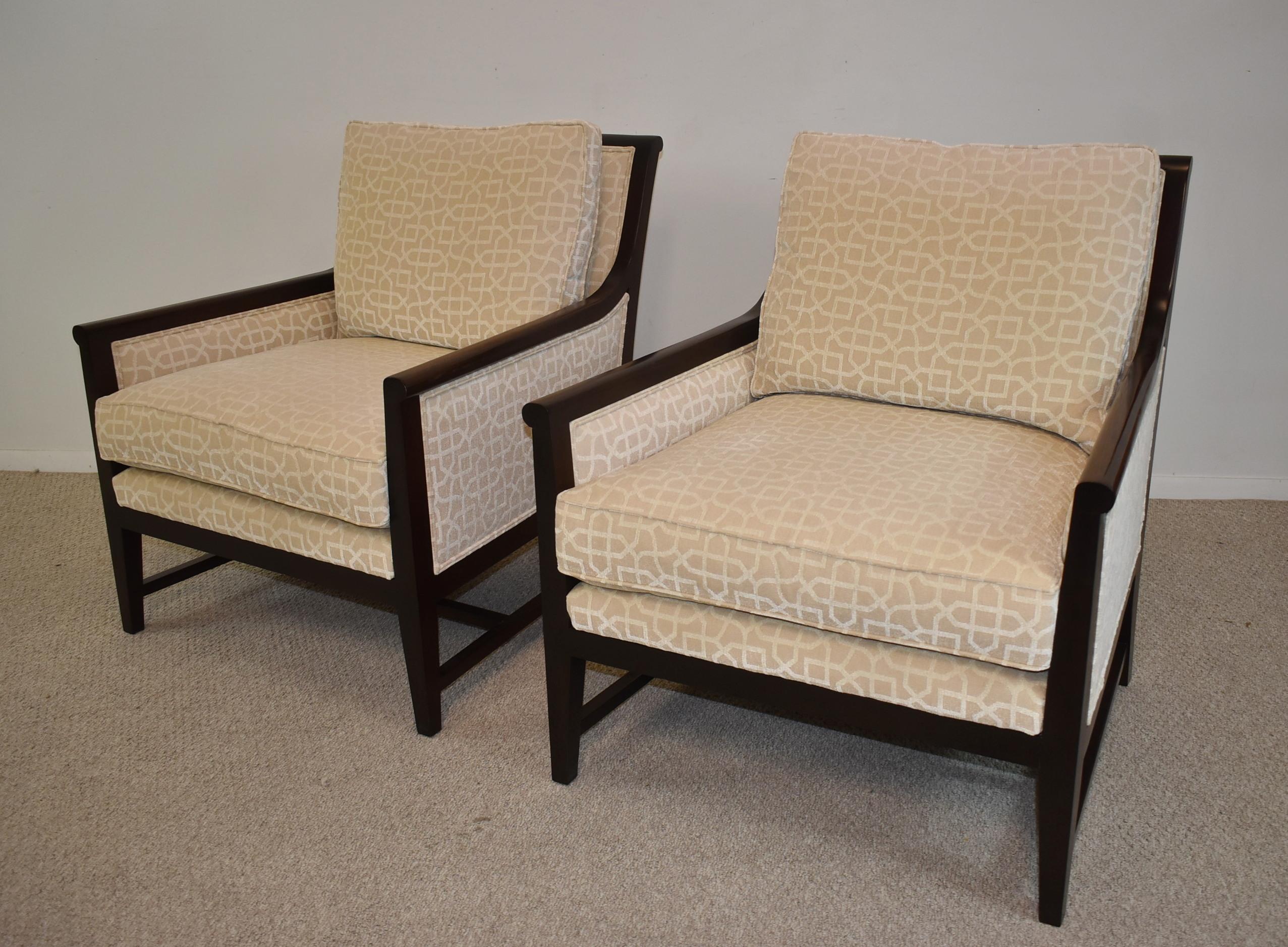 Modern Pair Henredon Acquisitions Lounge Chairs Cream Upholstery