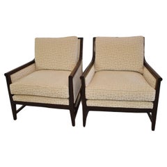 Pair Henredon Acquisitions Lounge Chairs Cream Upholstery