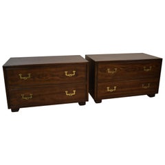 Pair of Henredon Artefacts Line Campaign Style Two-Drawer Chests